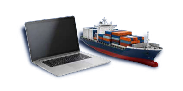 Laptop dan kapal kontainer